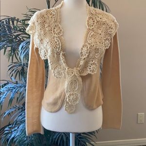 Moth Beaded and Crochet Cardigan Size S
